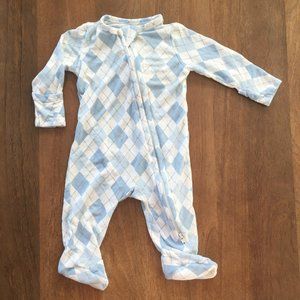 Angel Dear white and blue argyle footie